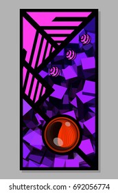 Abstract vector fluorescent bright colors banner design