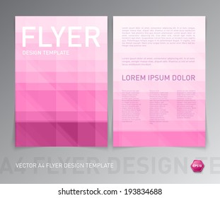 Abstract vector flyer / brochure design template with light purple geometric texture. 