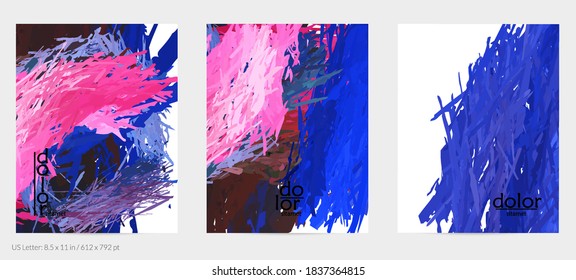 Volante de vector abstracto. Colorido pincel de pintura digital acuarela. Textura de plumas en capas de arco iris dimensional. Plantilla de evento de publicidad artística creativa. Formas desiguales de garrapatas brillantes