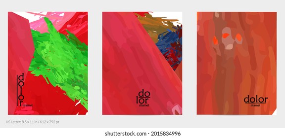 Abstract vector flyer. Colorful brush stoke of digital watercolor paint. Dimensional rainbow layered feather  texture. Creative artistic advertising event template. Bright rough scribble uneven shapes
