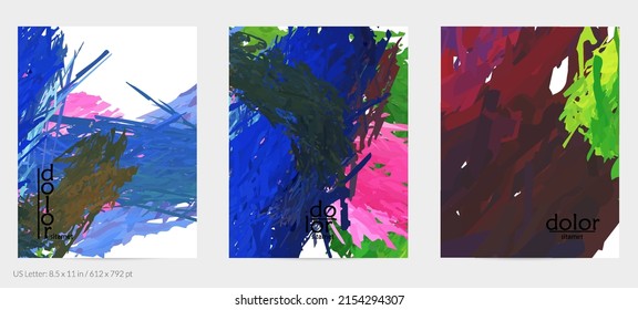 Abstract vector flyer. Colorful brush stoke of digital watercolor paint. Dimensional rainbow layered feather  texture. Creative artistic advertising event template. Bright rough scribble uneven shapes