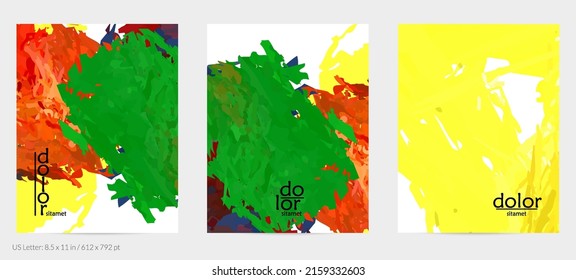 Abstract vector flyer. Colorful brush stoke of digital watercolor paint. Dimensional rainbow layered feather  texture. Creative artistic advertising event template. Bright rough scribble uneven shapes