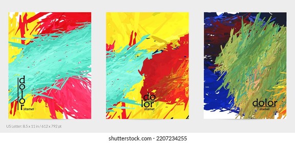 Volante de vector abstracto. Colorido pincel de pintura digital acuarela. Textura de plumas en capas de arco iris dimensional. Plantilla de evento de publicidad artística creativa. Formas desiguales de garrapatas brillantes