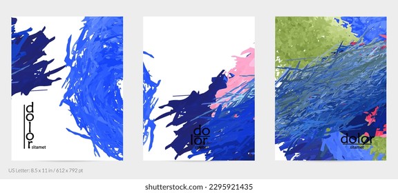 Abstract vector flyer. Colorful brush stoke of digital watercolor paint. Dimensional rainbow layered feather  texture. Creative artistic advertising event template. Bright rough scribble uneven shapes