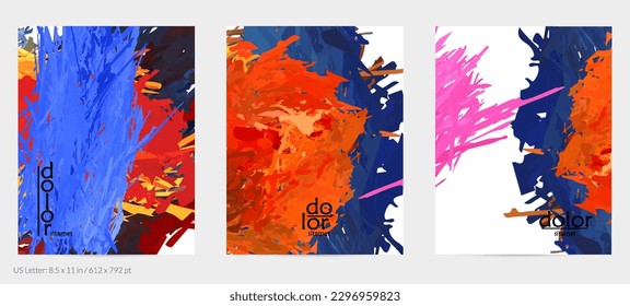 Volante de vector abstracto. Colorido pincel de pintura digital acuarela. Textura de plumas en capas de arco iris dimensional. Plantilla de evento de publicidad artística creativa. Formas desiguales de garrapatas brillantes