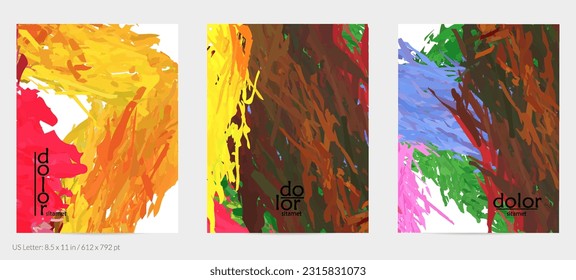 Volante de vector abstracto. Colorido pincel de pintura digital acuarela. Textura de plumas en capas de arco iris dimensional. Plantilla de evento de publicidad artística creativa. Formas desiguales de garrapatas brillantes