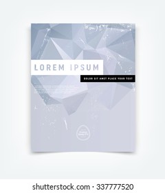 Abstract vector flyer / cover design template with old scratched vintage look. Old used weathered texture with geometric polygonal abstract background