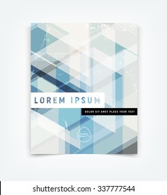 Abstract vector flyer / cover design template with old scratched vintage look. Old used weathered texture with geometric polygonal abstract background