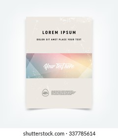 Abstract vector flyer / cover design template with old scratched vintage look. Old used weathered texture with geometric abstract background