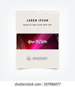 Abstract vector flyer / cover design template with old scratched vintage look. Old used weathered texture with colorful dynamic abstract background