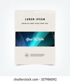 Abstract vector flyer / cover design template with old scratched vintage look. Old used weathered texture with colorful dynamic abstract background