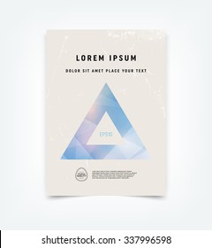 Abstract vector flyer / cover design template with old scratched vintage look. Old used weathered texture with decorative triangle sign