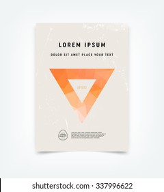 Abstract vector flyer / cover design template with old scratched vintage look. Old used weathered texture with decorative triangle sign