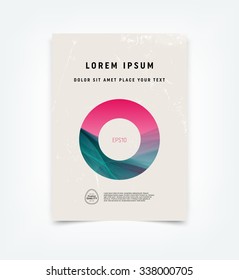 Abstract vector flyer / cover design template with old scratched vintage look. Old used weathered texture with decorative circle