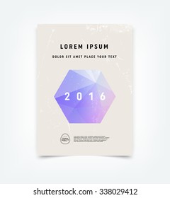 Abstract vector flyer / cover design template with old scratched vintage look. Old used weathered texture. Calendar or annual report 2016
