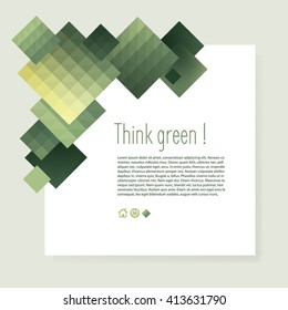 Abstract vector flyer design. Modern green soft geometric background. Can be used for stationery, business cards and brochures