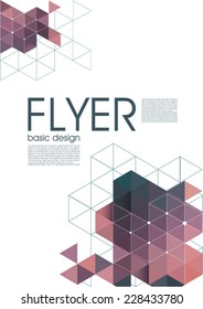 Abstract vector flyer design template with colorful geometric triangular background