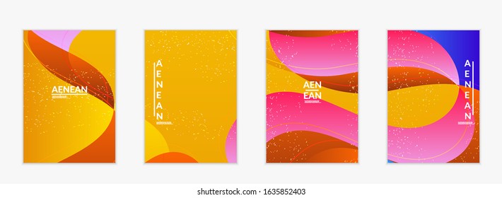 Abstract vector flyer template with bright gradient wavy organic overlapping shapes grunge textured. Fluid wavy lines art. Template for seasonal sale advertising  marketing technology.