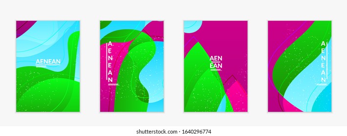 Abstract vector flyer template with bright gradient wavy organic overlapping shapes grunge textured. Fluid wavy lines art. Template for seasonal sale advertising  marketing technology.
