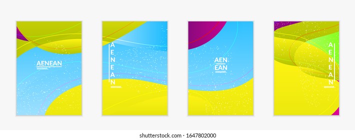 Abstract vector flyer template with bright gradient wavy organic overlapping shapes grunge textured. Fluid wavy lines art. Template for seasonal sale advertising  marketing technology.
