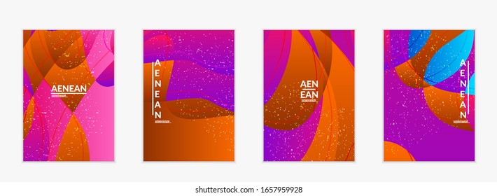 Abstract vector flyer template with bright gradient wavy organic overlapping shapes grunge textured. Fluid wavy lines art. Template for seasonal sale advertising  marketing technology.