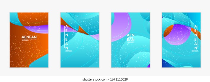 Abstract vector flyer template with bright gradient wavy organic overlapping shapes grunge textured. Fluid wavy lines art. Template for seasonal sale advertising  marketing technology.