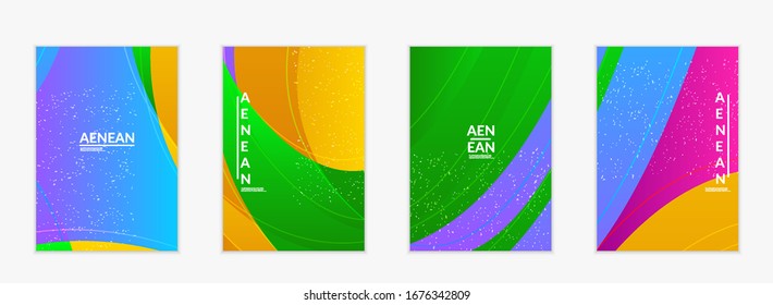 Abstract vector flyer template with bright gradient wavy organic overlapping shapes grunge textured. Fluid wavy lines art. Template for seasonal sale advertising  marketing technology.