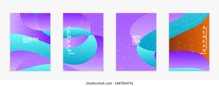 Abstract vector flyer template with bright gradient wavy organic overlapping shapes grunge textured. Fluid wavy lines art. Template for seasonal sale advertising  marketing technology.