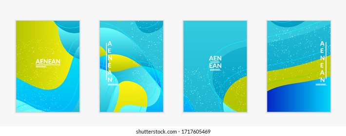 Abstract vector flyer template with bright gradient wavy organic overlapping shapes grunge textured. Fluid wavy lines art. Template for seasonal sale advertising  marketing technology.