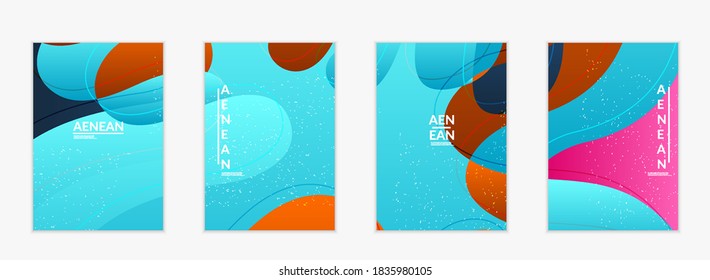 Abstract vector flyer template with bright gradient wavy organic overlapping shapes grunge textured. Fluid wavy lines art. Template for seasonal sale advertising  marketing technology.