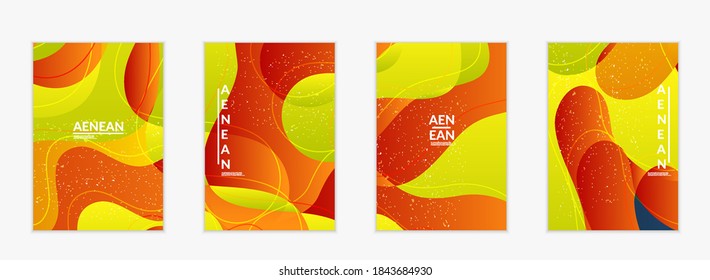 Abstract vector flyer template with bright gradient wavy organic overlapping shapes grunge textured. Fluid wavy lines art. Template for seasonal sale advertising  marketing technology.