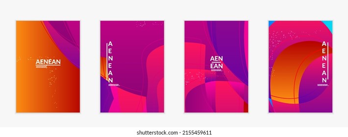 Abstract vector flyer template with bright gradient wavy organic overlapping shapes grunge textured. Fluid wavy lines art. Template for seasonal sale advertising  marketing technology.