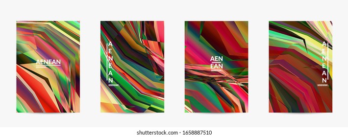 Plantilla de volante de vector abstracto. Patrón de color vibrante geométrico diagonal. Luz polarizada en la estructura de cristal microscópico. La computadora dinámica filmó fondo artístico multicolor.