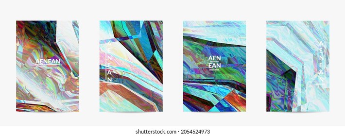 Abstract vector flyer template. Diagonal geometric vibrant colored pattern. Polarized light in microscopic view crystal structure. Dynamic computer filtered multicolored artistic background.