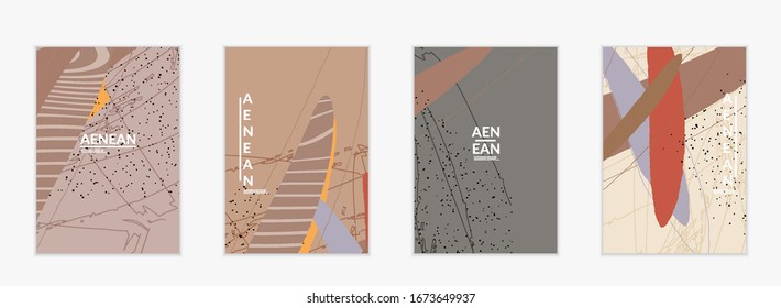 Abstract vector flyer template. Exotic striped overlapping wavy shapes and lines. Hipster contemporary design. Natural motley artwork. Hand drawn textured background for social media fashion post.