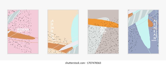 Abstract vector flyer template. Exotic striped overlapping wavy shapes and lines. Hipster contemporary design. Natural motley artwork. Hand drawn textured background for social media fashion post.
