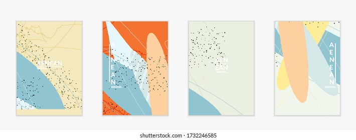 Abstract vector flyer template. Exotic striped overlapping wavy shapes and lines. Hipster contemporary design. Natural motley artwork. Hand drawn textured background for social media fashion post.