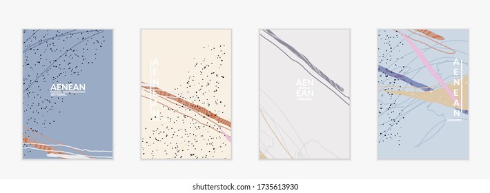 Abstract vector flyer template. Exotic striped overlapping wavy shapes and lines. Hipster contemporary design. Natural motley artwork. Hand drawn textured background for social media fashion post.