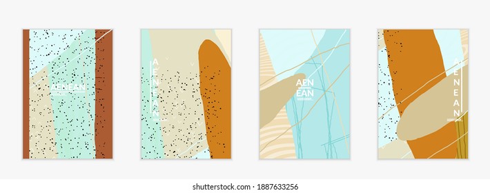 Abstract vector flyer template. Exotic striped overlapping wavy shapes and lines. Hipster contemporary design. Natural motley artwork. Hand drawn textured background for social media fashion post.