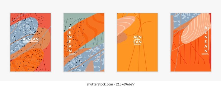 Abstract vector flyer template. Exotic striped overlapping wavy shapes and lines. Hipster contemporary design. Natural motley artwork. Hand drawn textured background for social media fashion post.