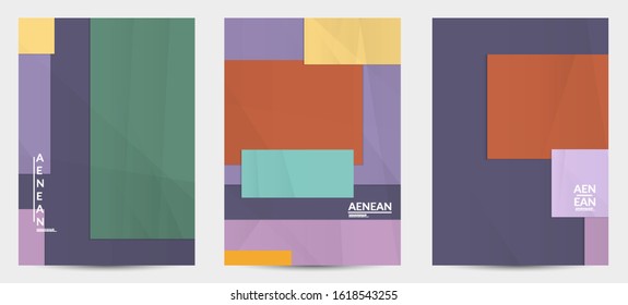 Abstract vector flyer template with folded paper overlapping geometric shapes. Environmental design with cut out geometric objects made of recycled reused paper. Top view geometric pattern.