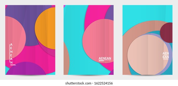 Abstract vector flyer template with folded paper overlapping geometric shapes. Environmental design with cut out geometric objects made of recycled reused paper. Top view geometric pattern.
