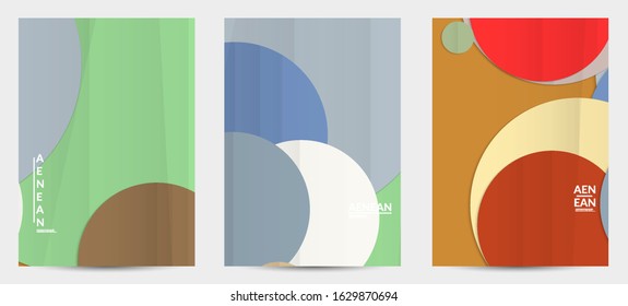 Abstract vector flyer template with folded paper overlapping geometric shapes. Environmental design with cut out geometric objects made of recycled reused paper. Top view geometric pattern.