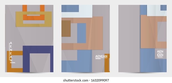 Abstract vector flyer template with folded paper overlapping geometric shapes. Environmental design with cut out geometric objects made of recycled reused paper. Top view geometric pattern.
