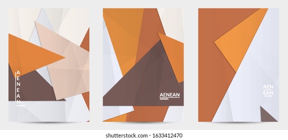 Abstract vector flyer template with folded paper overlapping geometric shapes. Environmental design with cut out geometric objects made of recycled reused paper. Top view geometric pattern.
