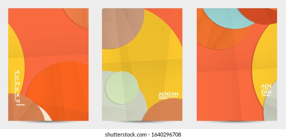 Abstract vector flyer template with folded paper overlapping geometric shapes. Environmental design with cut out geometric objects made of recycled reused paper. Top view geometric pattern.