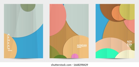 Abstract vector flyer template with folded paper overlapping geometric shapes. Environmental design with cut out geometric objects made of recycled reused paper. Top view geometric pattern.