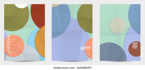 Abstract vector flyer template with folded paper overlapping geometric shapes. Environmental design with cut out geometric objects made of recycled reused paper. Top view geometric pattern.