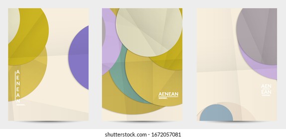 Abstract vector flyer template with folded paper overlapping geometric shapes. Environmental design with cut out geometric objects made of recycled reused paper. Top view geometric pattern.