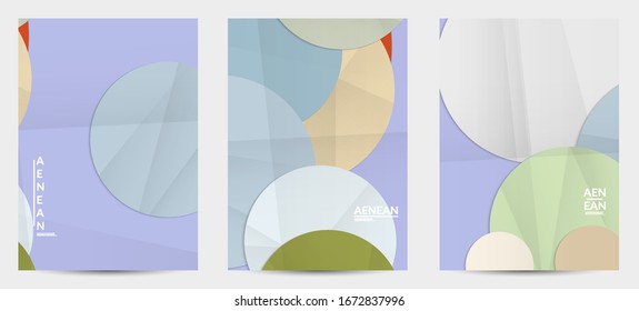 Abstract vector flyer template with folded paper overlapping geometric shapes. Environmental design with cut out geometric objects made of recycled reused paper. Top view geometric pattern.